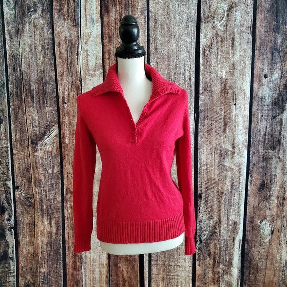 Versatile Jones New York Signature Size Medium Petite Red 100% Cashmere Sweater - Picture 1 of 5